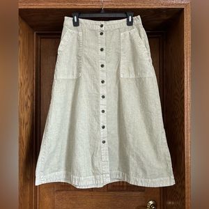 Universal Thread Women’s Button-Front Utility A-Line Midi Skirt Green Size M